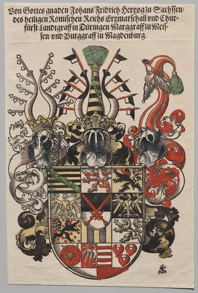شعار النبالة جون فريدريك ، ناخب ساكسونيا ، المسمى Magnanimous بواسطة Lucas Cranach