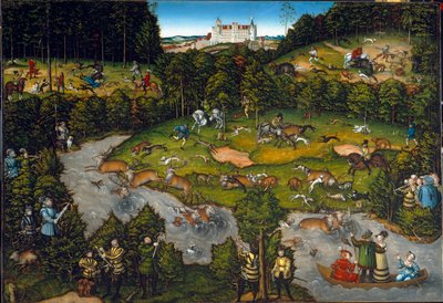الصيد بالقرب من قلعة Hartenfels بواسطة Lucas Cranach