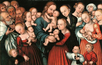 بالألمانية: Christus segnet die Kinder المسيح يبارك الأطفال. بواسطة لوكاس كراناش الأكبر