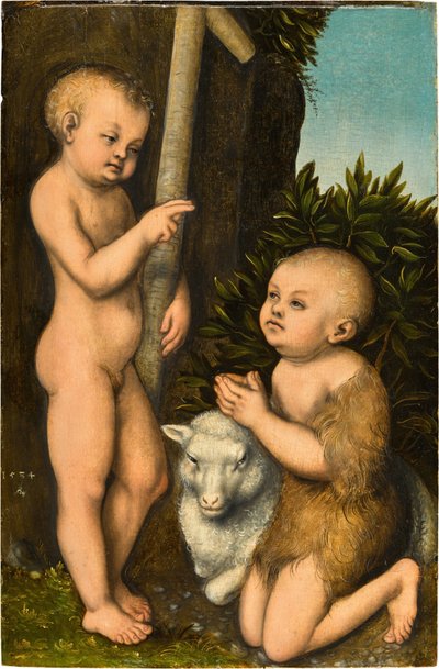 بالألمانية: Der Christusknabe und der ihn adoring Johannesknabe / المسيح ويوحنا المعمدان كفتية المسيح الشاب الذي عشقه القديس يوحنا المعمدان بواسطة لوكاس كراناش الأكبر