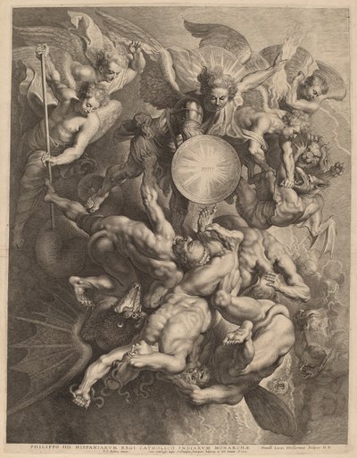 سقوط الملائكة المتمردين بواسطة Lucas Emil Vorsterman after Sir Peter Paul Rubens