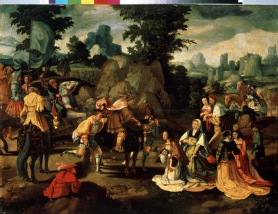 داود وأبيجايل (أبيجيل ، أبيجيل). لوحة لوكاس فان ليدن (1489 / 94-1533). زيت على خشب. عصر النهضة الفن الريفي المنخفض. متحف الفن الغربي والشرقي ، أوديسا (أوكرانيا) بواسطة لوكاس فان ليدن