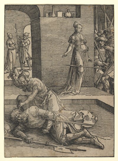 Jael Killing Sisera ، بدون إطار زخرفي ، 1517. بواسطة لوكاس فان ليدن