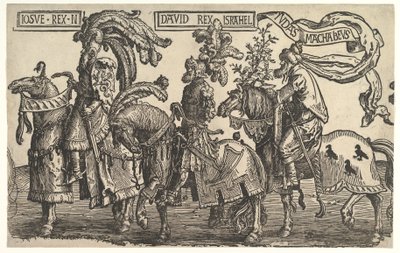 جوشوا ، ديفيد ، ويوداس مكابي ، من The Nine Heroes ، كاليفورنيا. 1520. بواسطة لوكاس فان ليدن