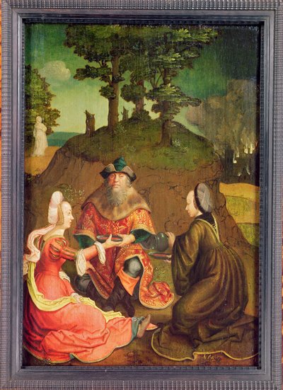 بنات لوط تجعل والدهم يشرب النبيذ ، c.1508-15 (زيت على خشب البلوط) بواسطة لوكاس فان ليدن