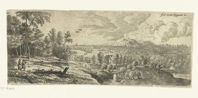 منظر طبيعي مع رجال يحملون العصي المناظر الطبيعية الواسعة (عنوان السلسلة) بواسطة فرانس فان دن ويجنجيردي