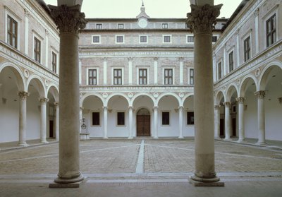 منظر Cortile d&39;Onore (فناء الشرف) c.1470-75 بواسطة لوسيانو لورانا