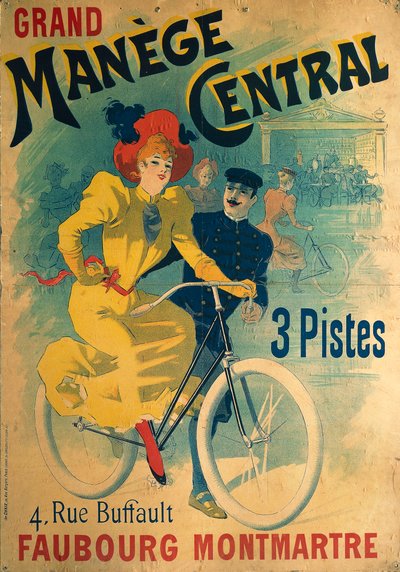 Grand Manege Central, advertising poster for cycle track depicting woman on bicycle بواسطة لوسيان بايلاك