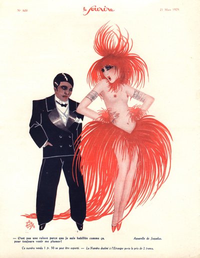 رسم إيضاحي من Le Sourire ، آذار (مارس) 1929 (حجر ملون) بواسطة لوسيان جاكيلو