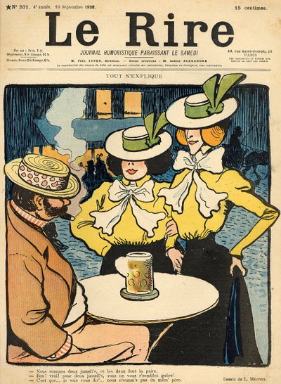 نصف أخوات ، من الغلاف الأمامي لـ "Le Rire" ، 10 سبتمبر 1898 بواسطة لوسيان ميتيفيت