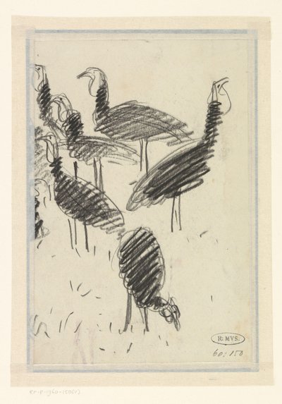 ستة طيور بواسطة Lucien Pissarro