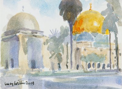 القبة الذهبية ، القدس ، 2019 (بدون ورق على ورق) بواسطة لوسي ويليس