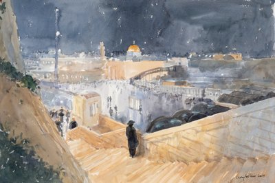 حائط المبكى ، ليلاً ، القدس ، 2019 (بدون ورق على ورق). بواسطة لوسي ويليس