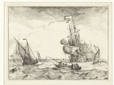 منظر لنهر آي جيه مع زورق تجديف Seascapes (عنوان المسلسل) بواسطة لودولف باخويسن