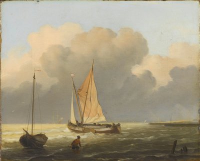 البحار قبالة الساحل ، مع Spritsail Barge بواسطة لودولف باخويسن
