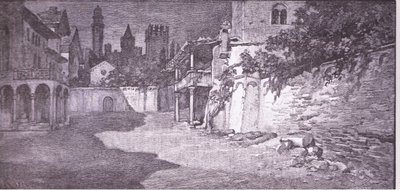 مكان مفتوح مجاور لحديقة Capulets ، التوضيح من روميو وجولييت ، بواسطة لودوفيكو ماركيتي