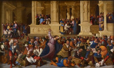 المسيح يخرج الصيارفة من الهيكل بواسطة لودوفيكو مازولينو