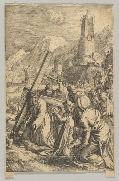 المسيح يحمل الصليب ، من آلام المسيح ، كاليفورنيا. 1623. بواسطة لودوفيكوس سيسيرام