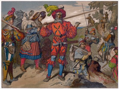 Landsknechts من القرن السادس عشر ، القرن التاسع عشر. بواسطة لودفيج برجر