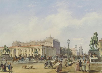 جسر أنيشكوف في سانت بطرسبرغ عام 1847 بواسطة لودفيج فرانز كارل بونستيدت