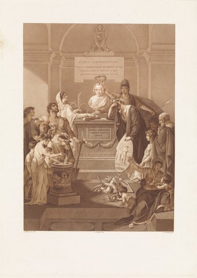 تمثيل رمزي مع حجر تذكاري لجان نيووينهوزن ، الذي توفي عام 1806 بواسطة أدريان بيترس. Loosjes