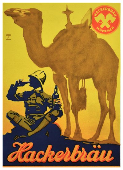 إعلان ملصق لبيرة Hackerbrau ، حوالي عام 1930 (طباعة حجرية) بواسطة لودفيج هولوين