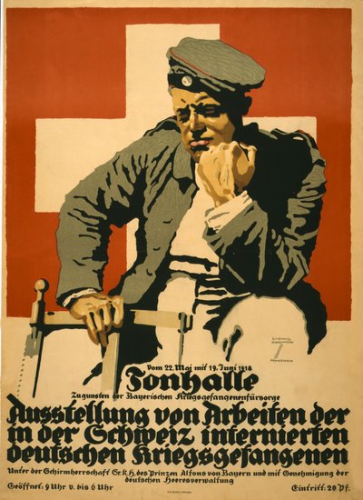Tonhalle ... معرض لأعمال أسرى الحرب الألمان المحتجزين في سويسرا ، حانة. في عام 1918 (لون ليثو) بواسطة لودفيج هولوين