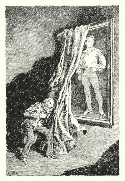 رسم توضيحي لصورة دوريان جراي بواسطة أوسكار وايلد (ليثو) بواسطة لوي تروغو