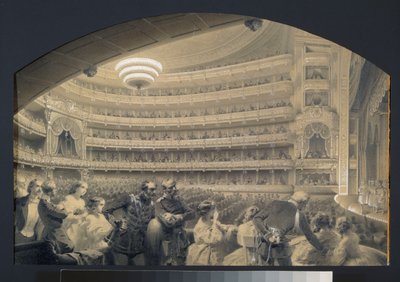 قاعة المسرح الإمبراطوري Bolchoi Kammeny ، في سانت بطرسبرغ. عمل فني للويجي بريمازي (1814-1891) ، ألوان مائية وأبيض على ورق ، حوالي عام 1850. الفن الإيطالي بواسطة لويجي بريمازي