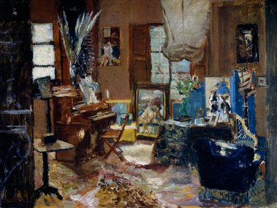 داخل غرفة الرسم ، لوحة من قبل Ulvi Liege (1858 أو 1860-1939) ، ألوان زيتية على قماش ، 45 ، 5x60 سم بواسطة لويجي ليفي