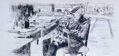 صورة للرسام جيوفاني فاتوري بواسطة لويجي ليفي (1858-1860-1939) ، رسم بواسطة لويجي ليفي
