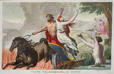 Cyane and the Rape of Proserpina or Ciane Transformata in Fonte، Book V، Illustration from Ovid&39;s Metamorphoses، Florence، 1832 (النقش اليدوي) بواسطة لويجي أديمولو