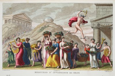 يقع عطارد في حب Herse أو Mercurion s&39;invaghisce di Erse ، التوضيح من Ovid&39;s Metamorphoses ، فلورنسا ، 1832 (النقش اليدوي) بواسطة لويجي أديمولو