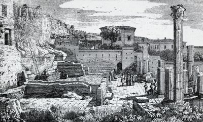 أطلال معبد فيسباسيان في بريشيا ، نقش لويس باسيليتي (1780-1860) ، إيطاليا بواسطة لويجي باسيليتي