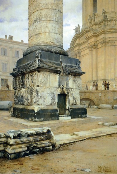 عمود تراجان في روما، بقلم لويجي بزاني (1836-1927). زيت على قماش 70,5x103 سم. بواسطة لويجي بزاني