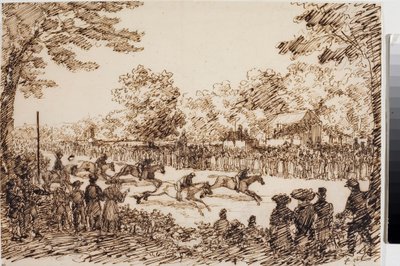 سباق الخيل (ربما عيد سان جيوفاني فلورنسا) (حبر ، حوالي 1825) بواسطة لويجي جاريبو
