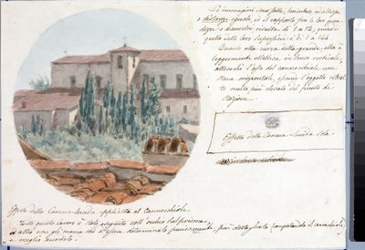 منظر تلسكوب لكنيسة سان سالفاتور المونت بالقرب من فلورنسا (الرسم والألوان المائية ، حوالي 1833) بواسطة لويجي جاريبو