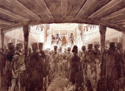 الجزء الداخلي من مسرح سانت أغوستينو في جنوة ، بواسطة لويجي غاريبو (1782-1869) ، ألوان مائية ، إيطاليا بواسطة لويجي جاريبو