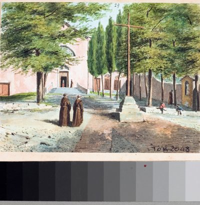 منظر لكنيسة Capuchin ، جنوة (الرسم والألوان المائية ، حوالي 1825) بواسطة لويجي جاريبو