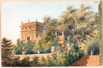 منظر لـ Villa Pallavicini delle Peschiere ، جنوة (ألوان مائية ، حوالي 1825) بواسطة لويجي جاريبو
