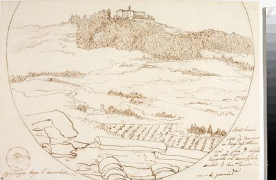 منظر لمونت سيناريو بالقرب من فلورنسا (رسم ، حوالي 1833) بواسطة لويجي جاريبو