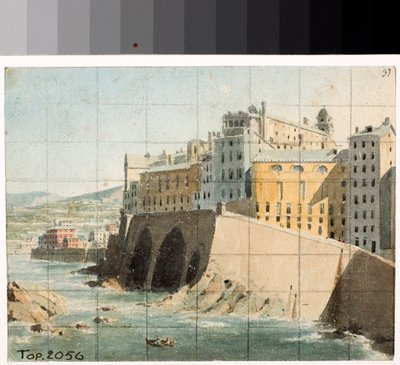 منظر للأسوار على البحر في جنوة (ألوان مائية ، حوالي 1822) بواسطة لويجي جاريبو