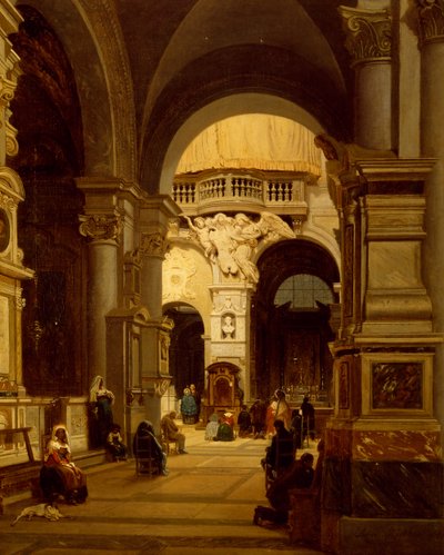 كنيسة سانتا ماريا ديل بوبولو في روما، بقلم لويجي مارشيسي (1825-1862) بواسطة لويجي مارشيسي