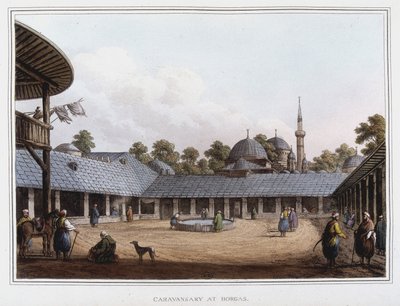 معسكر بورجاس. في "" مناظر في السيادة العثمانية ، في أوروبا ، في آسيا ، وبعض جزر البحر الأبيض المتوسط "" من الرسوم الأصلية التي التقطها لويجي ماير ، لندن بواسطة لويجي ماير