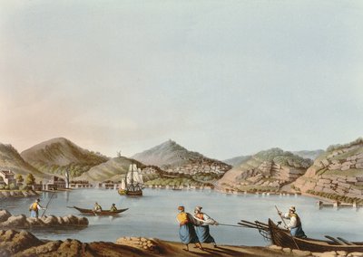 الميناء الغربي لجزيرة ساموس ، اللوحة 60 من فيوز في العثمانيون ، الحانة. بواسطة R. Bowyer، 1810 (aquatint) بواسطة لويجي ماير