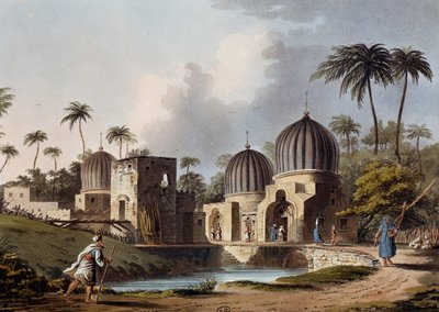 مقابر القديسين العرب في رشيد ، نقش ، بواسطة لويجي ماير (1755 - 1803) ، من مناظر في مصر وفلسطين وأجزاء أخرى من الإمبراطورية العثمانية بواسطة لويجي ماير