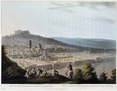 منظر للقدس مأخوذ من جبل الزيتون - نقش بواسطة لويجي ماير