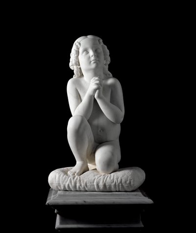 صبي صغير يصلي تمثالًا رخاميًا للويجي بامبالوني (1791-1847) ، حوالي عام 1827. من مجموعة الأمير أودون دي سافويا. خافت. 68x38x30 cm جينات ، معرض فني حديث ، الجرد. 919 بواسطة لويجي بامبالوني