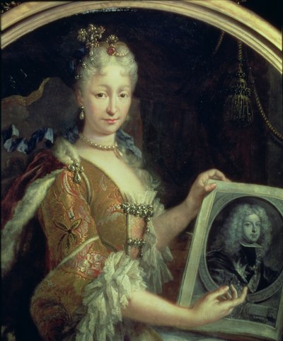 131 0794125/2 صورة إليزابيث فارنيزي (1692-1766) الزوجة الثانية لفيليب الخامس ملك إسبانيا (زيت على قماش) بواسطة لويس إجيديو ميلينديز
