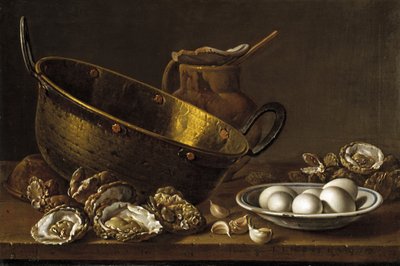 الحياة الساكنة مع المحار والثوم والبيض ، 1772 بواسطة لويس إجيديو ميلينديز